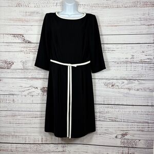 Sara Campbell Black Contrast Trim Vintage Lined Sheath Dress